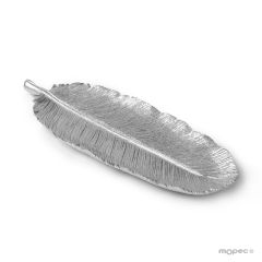 Silver resin feather tray vintage effect 30cm.
