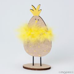 Figura de madera  pollito de Pascua amarillo 14,5cm., min.4