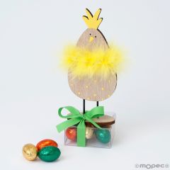 Yellow Easter chick 14,5cm. case 6 praline eggs
