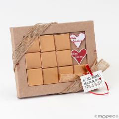 Boîte 10 chocolats coeurs Saint Valentin avec carte