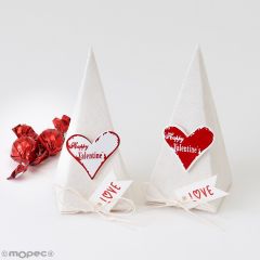 Scatola piramidale con 5 croki-choc Love card e cuore rosso