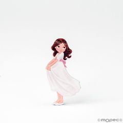 Figura 2D adhesiva Comunión niña sujetando falda 5,5cm.min10