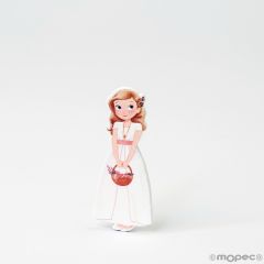 Adhesive figure 2D Communion girl basket 5,5cm. Min10