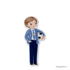 Adhesive communion boy with soccer ball, 5,5cm.