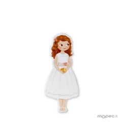 Figurine 2D 5,5cm fille robe courte Communion, autocollante
