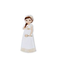 Figurine 2D 5,5cm fille romantique Communion, autocollante