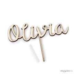 Cake topper wooden 1 names 18cm. aprox.