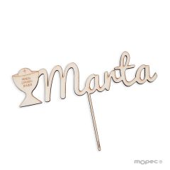 Wooden cake topper personalized chalice 1 name 16cm approx.