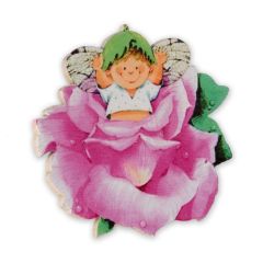 Wooden clip baby on pink flower 5,5cm