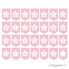 Banderuola rosa per ghirlanda con stella 14,6x21,7cm