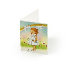 Tarjeta librito de comunión arco , preciox100uds, disponible en niño o niña