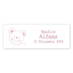 Etichette adesive orsetta rosa, 1foglio = 33etich.