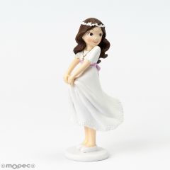 Figura pastel Comunión niña sujetando la falda 16cm.