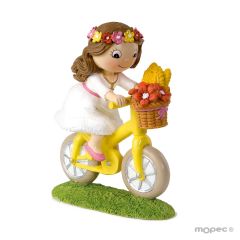 Figura pastel niña Comunión en bici 13,5cm.