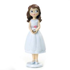 Figurine gâteau en résine fille robe courte Communion 16,5cm