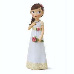 Resin cake topper romantic communion girl, 16.5cm