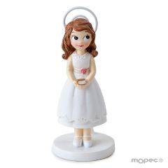 Resin cardholder communion girl in a short dress, 11cm
