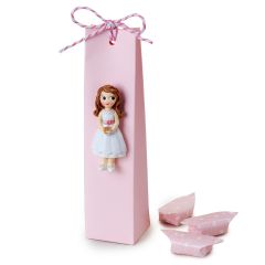Communion girl in a short dress magnet with 3 candies