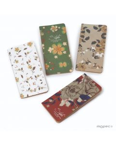 Flower notebook 9x17cm 4 assorted