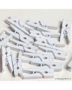 Pinza mini 2,5cm blanca precio x caja de 100pcs.