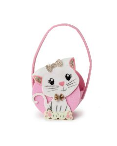 Kitten felt basket 11x18cm.(handle included)