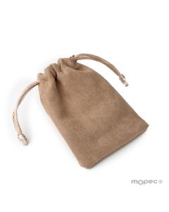 Beige suede efect textile bag, 7,5x10cm