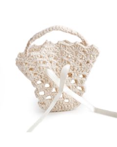 Beige crochet basket w/ribbon 9cm min.12