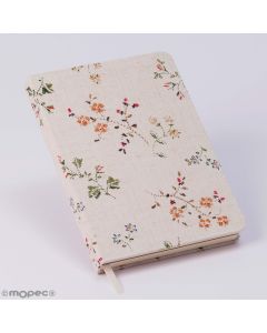 Notebook 18.4x13cm. textile finish with flowers