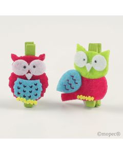 Pince hibou de feutre 5cm assort.