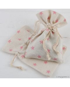 Bolsa algodón estrellas 10x14cm. min.12
