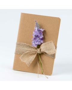 Small notebook with lavender flower 10.3 x 14.4 cm.