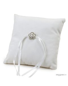 Cojín alianzas terciopelo marfil con broche de strass20x20cm