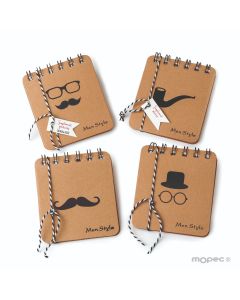 Cahier en spirale Men Style decoré 4assortie