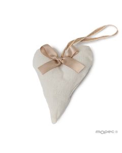 Heart cushion with pendant decorated with satin ribbon