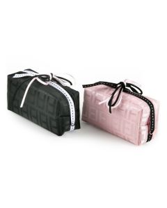 Bolsita cremallera rosa/negro adornado min.2
