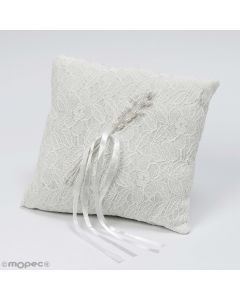 Ivory cushion 20x20cm. for rings decorated