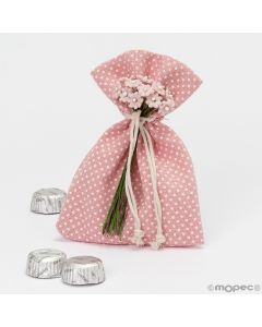 Borsa ROSA pois 10x14cm con 4 cioccolato