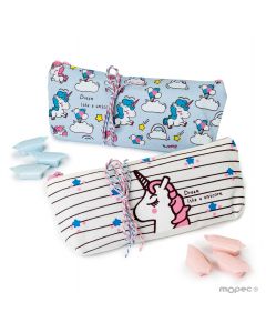 Unicorn pencil case 12 squared candy 2assorted