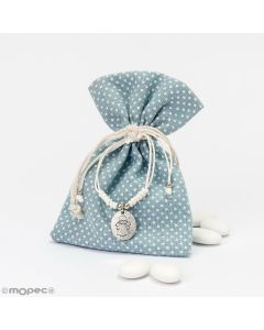 Borsa BLU pois 10x14cm con 5 confetti al cioccolato