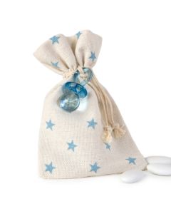 Bolsa algodón estrellas azules chupete 5 peladillas choc.*