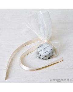 1 Silver chocolate decorated with ivory satin bow