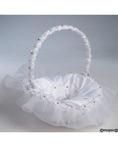 White diamond flower ring basket foldable handle 23cm.
