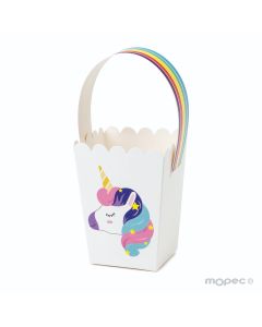 Cesta de papel unicornio, mínimo 25