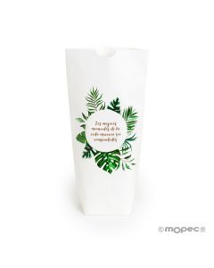 Busta Los mejores momentos... foglie tropicali 12x21x5cm