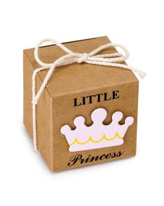 Estuche cúbico kraft  5cm. deco Little Prince azul, min.25