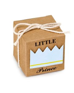 Boîte cubique kraft de 5 cm. décoré Little Prince bleu