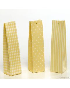 Boîte jaune rayures/pois/carreaux 14x3,5x3,5cm WEB PROMO