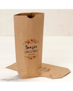 Sac kraft Gracias tiare de fleurs 12x22,5cm.