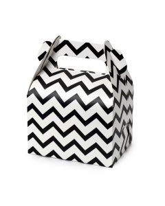 Scatola di carta con manico 11x15x8,6cm. chevron nero min 25