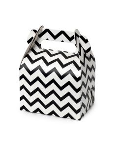 Paper box with handle 11x15x8,6cm. black chevron, min.25